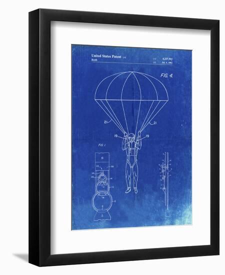 PP187- Faded Blueprint Parachute 1982 Patent Poster-Cole Borders-Framed Giclee Print