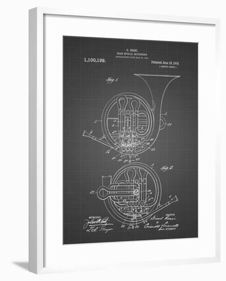 PP188- Black Grid French Horn 1914 Patent Poster-Cole Borders-Framed Giclee Print