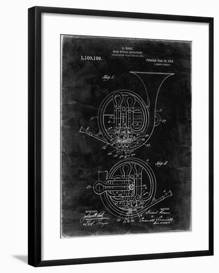 PP188- Black Grunge French Horn 1914 Patent Poster-Cole Borders-Framed Giclee Print