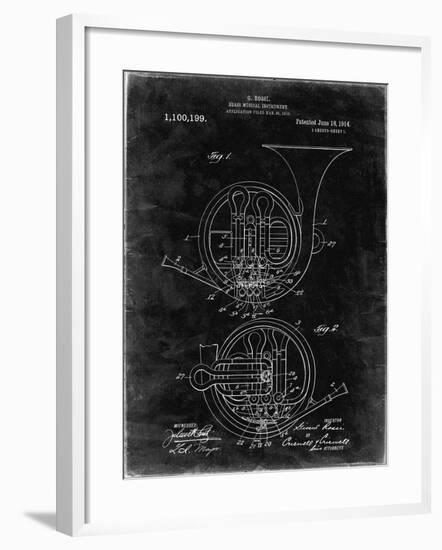 PP188- Black Grunge French Horn 1914 Patent Poster-Cole Borders-Framed Giclee Print