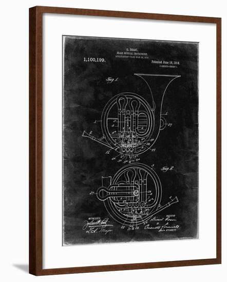 PP188- Black Grunge French Horn 1914 Patent Poster-Cole Borders-Framed Giclee Print