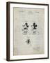 PP191- Antique Grid Parchment Mickey Mouse 1929 Patent Poster-Cole Borders-Framed Giclee Print