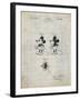 PP191- Antique Grid Parchment Mickey Mouse 1929 Patent Poster-Cole Borders-Framed Giclee Print