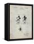 PP191- Antique Grid Parchment Mickey Mouse 1929 Patent Poster-Cole Borders-Framed Stretched Canvas