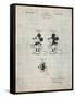 PP191- Antique Grid Parchment Mickey Mouse 1929 Patent Poster-Cole Borders-Framed Stretched Canvas