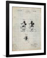 PP191- Antique Grid Parchment Mickey Mouse 1929 Patent Poster-Cole Borders-Framed Giclee Print