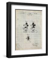 PP191- Antique Grid Parchment Mickey Mouse 1929 Patent Poster-Cole Borders-Framed Premium Giclee Print