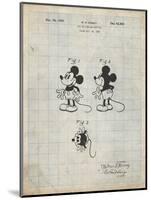 PP191- Antique Grid Parchment Mickey Mouse 1929 Patent Poster-Cole Borders-Mounted Premium Giclee Print