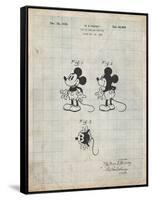 PP191- Antique Grid Parchment Mickey Mouse 1929 Patent Poster-Cole Borders-Framed Stretched Canvas