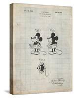 PP191- Antique Grid Parchment Mickey Mouse 1929 Patent Poster-Cole Borders-Stretched Canvas