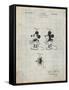 PP191- Antique Grid Parchment Mickey Mouse 1929 Patent Poster-Cole Borders-Framed Stretched Canvas