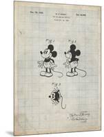 PP191- Antique Grid Parchment Mickey Mouse 1929 Patent Poster-Cole Borders-Mounted Premium Giclee Print