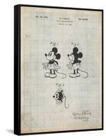 PP191- Antique Grid Parchment Mickey Mouse 1929 Patent Poster-Cole Borders-Framed Stretched Canvas