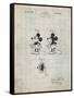 PP191- Antique Grid Parchment Mickey Mouse 1929 Patent Poster-Cole Borders-Framed Stretched Canvas