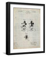 PP191- Antique Grid Parchment Mickey Mouse 1929 Patent Poster-Cole Borders-Framed Giclee Print