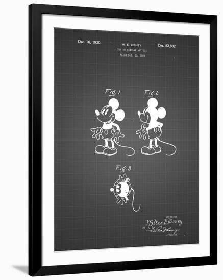 PP191- Black Grid Mickey Mouse 1929 Patent Poster-Cole Borders-Framed Giclee Print