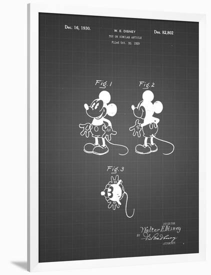 PP191- Black Grid Mickey Mouse 1929 Patent Poster-Cole Borders-Framed Premium Giclee Print