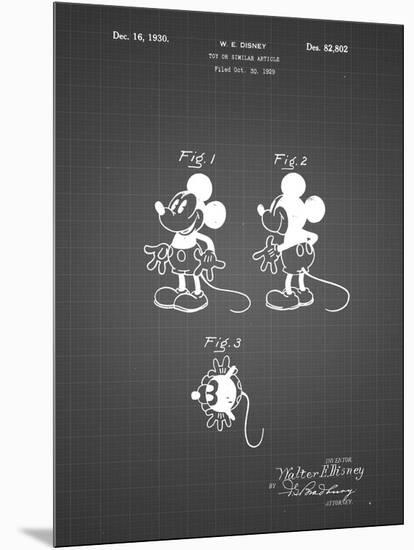 PP191- Black Grid Mickey Mouse 1929 Patent Poster-Cole Borders-Mounted Premium Giclee Print