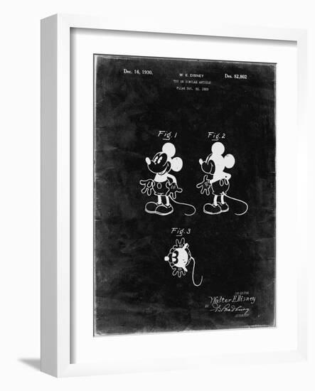 PP191- Black Grunge Mickey Mouse 1929 Patent Poster-Cole Borders-Framed Giclee Print