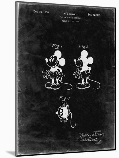 PP191- Black Grunge Mickey Mouse 1929 Patent Poster-Cole Borders-Mounted Giclee Print
