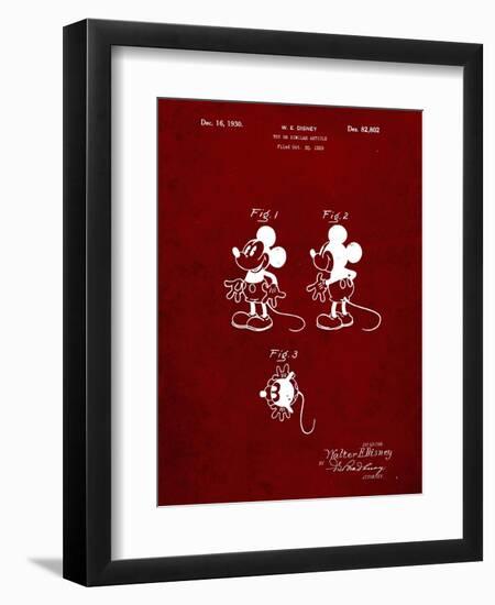 PP191- Burgundy Mickey Mouse 1929 Patent Poster-Cole Borders-Framed Giclee Print