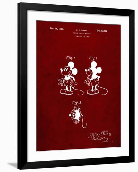 PP191- Burgundy Mickey Mouse 1929 Patent Poster-Cole Borders-Framed Giclee Print