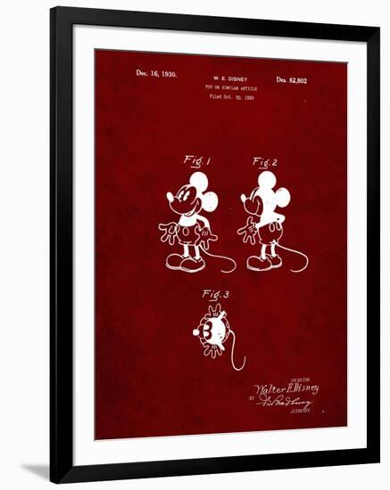 PP191- Burgundy Mickey Mouse 1929 Patent Poster-Cole Borders-Framed Giclee Print