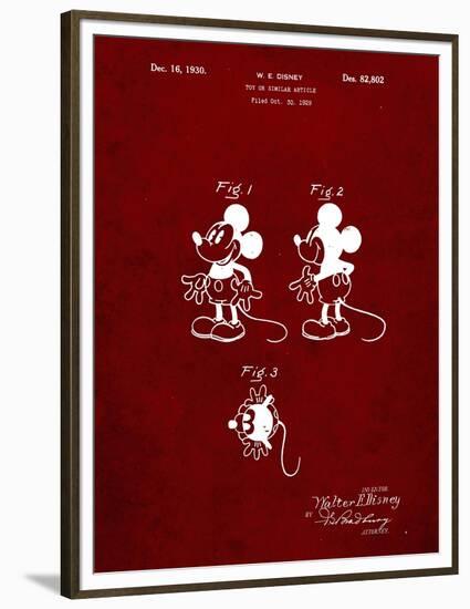 PP191- Burgundy Mickey Mouse 1929 Patent Poster-Cole Borders-Framed Premium Giclee Print