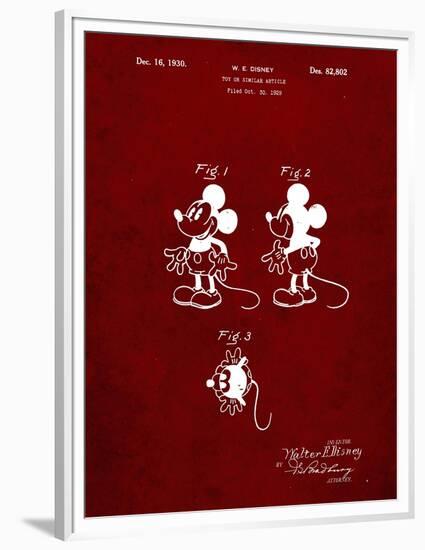 PP191- Burgundy Mickey Mouse 1929 Patent Poster-Cole Borders-Framed Premium Giclee Print