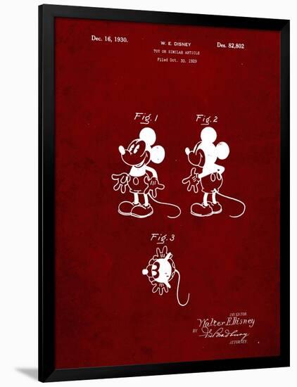 PP191- Burgundy Mickey Mouse 1929 Patent Poster-Cole Borders-Framed Premium Giclee Print