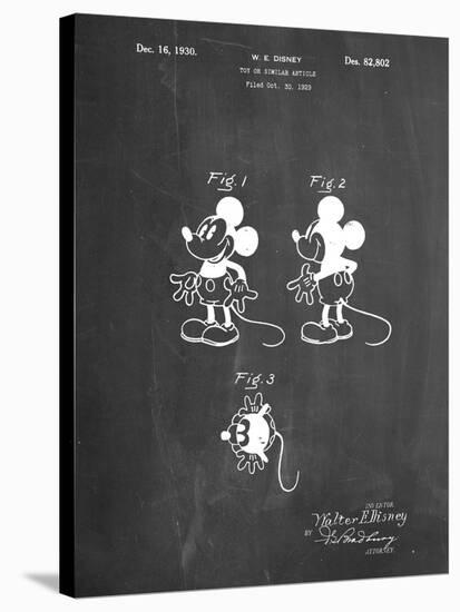 PP191- Chalkboard Mickey Mouse 1929 Patent Poster-Cole Borders-Stretched Canvas