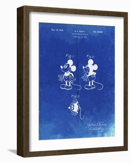 PP191- Faded Blueprint Mickey Mouse 1929 Patent Poster-Cole Borders-Framed Giclee Print