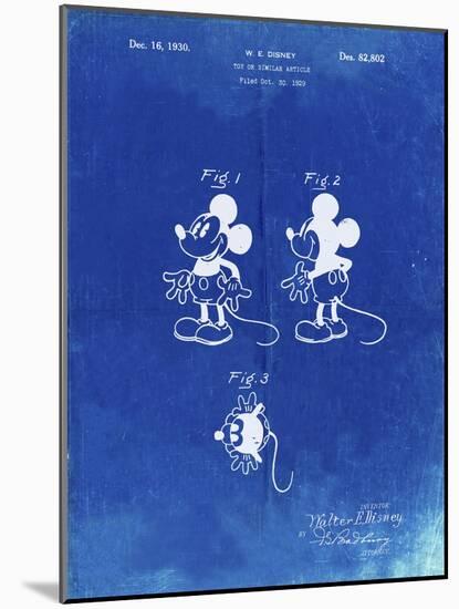 PP191- Faded Blueprint Mickey Mouse 1929 Patent Poster-Cole Borders-Mounted Giclee Print