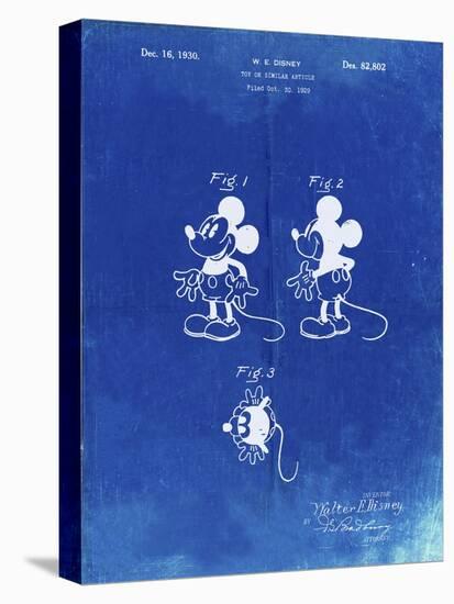 PP191- Faded Blueprint Mickey Mouse 1929 Patent Poster-Cole Borders-Stretched Canvas