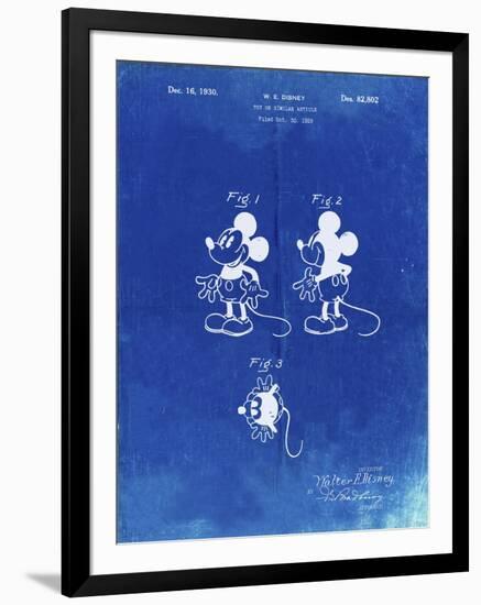 PP191- Faded Blueprint Mickey Mouse 1929 Patent Poster-Cole Borders-Framed Giclee Print