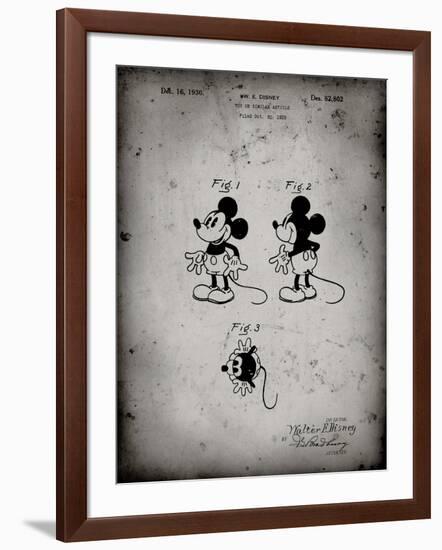 PP191- Faded Grey Mickey Mouse 1929 Patent Poster-Cole Borders-Framed Giclee Print