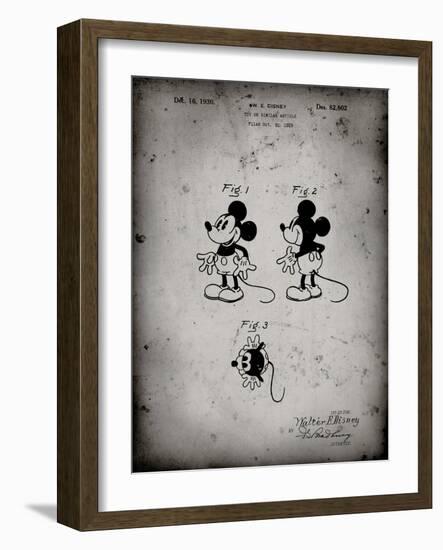 PP191- Faded Grey Mickey Mouse 1929 Patent Poster-Cole Borders-Framed Giclee Print