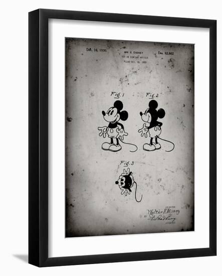 PP191- Faded Grey Mickey Mouse 1929 Patent Poster-Cole Borders-Framed Giclee Print