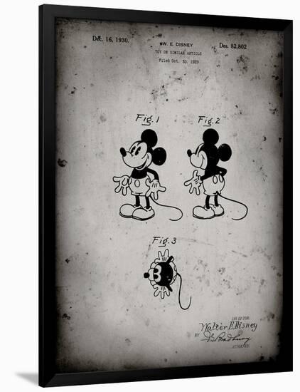 PP191- Faded Grey Mickey Mouse 1929 Patent Poster-Cole Borders-Framed Premium Giclee Print