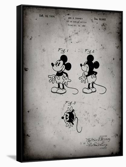 PP191- Faded Grey Mickey Mouse 1929 Patent Poster-Cole Borders-Framed Stretched Canvas