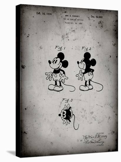PP191- Faded Grey Mickey Mouse 1929 Patent Poster-Cole Borders-Stretched Canvas