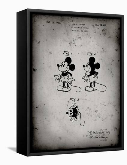 PP191- Faded Grey Mickey Mouse 1929 Patent Poster-Cole Borders-Framed Stretched Canvas