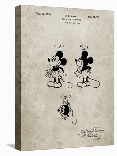 PP191- Sandstone Mickey Mouse 1929 Patent Poster-Cole Borders-Stretched Canvas