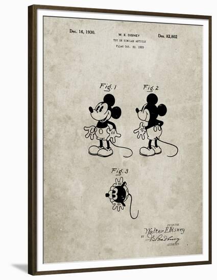 PP191- Sandstone Mickey Mouse 1929 Patent Poster-Cole Borders-Framed Premium Giclee Print