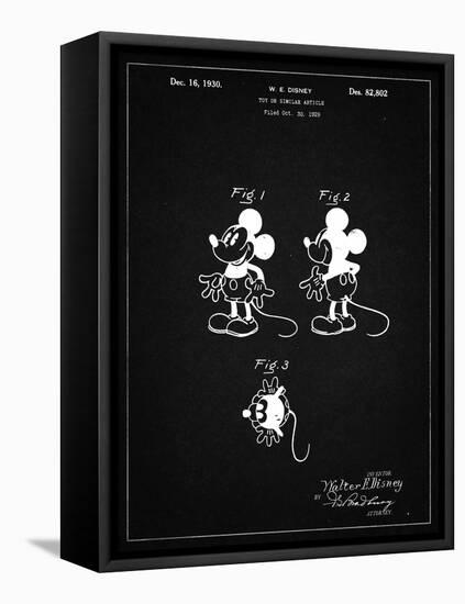 PP191- Vintage Black Mickey Mouse 1929 Patent Poster-Cole Borders-Framed Stretched Canvas