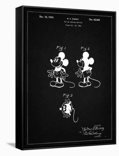 PP191- Vintage Black Mickey Mouse 1929 Patent Poster-Cole Borders-Framed Stretched Canvas