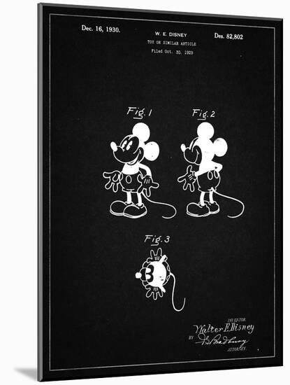 PP191- Vintage Black Mickey Mouse 1929 Patent Poster-Cole Borders-Mounted Giclee Print