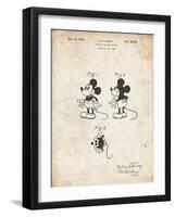 PP191- Vintage Parchment Mickey Mouse 1929 Patent Poster-Cole Borders-Framed Giclee Print