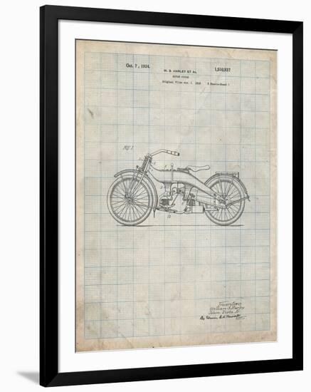 PP194- Antique Grid Parchment Harley Davidson Motorcycle 1919 Patent Poster-Cole Borders-Framed Giclee Print