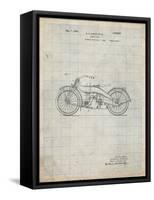 PP194- Antique Grid Parchment Harley Davidson Motorcycle 1919 Patent Poster-Cole Borders-Framed Stretched Canvas